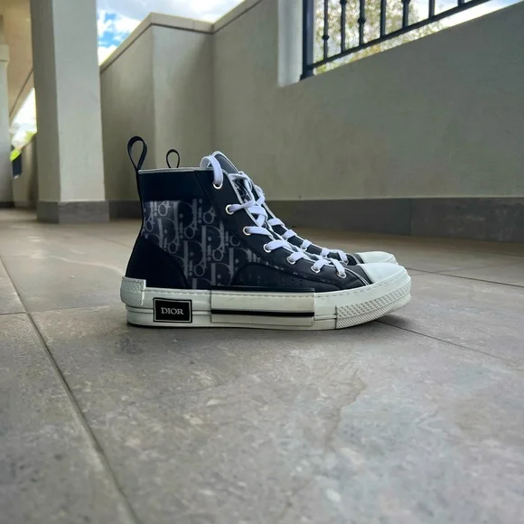 Dior High Top Shoes Black and White color way